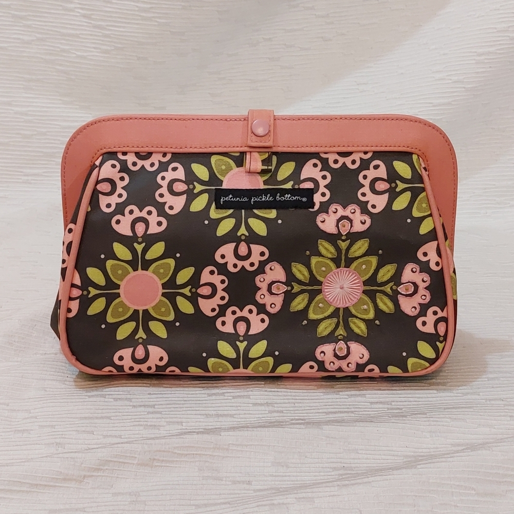 Petunia Pickle Bottom Pink and Green Floral Diaper Bag And Changing Pad